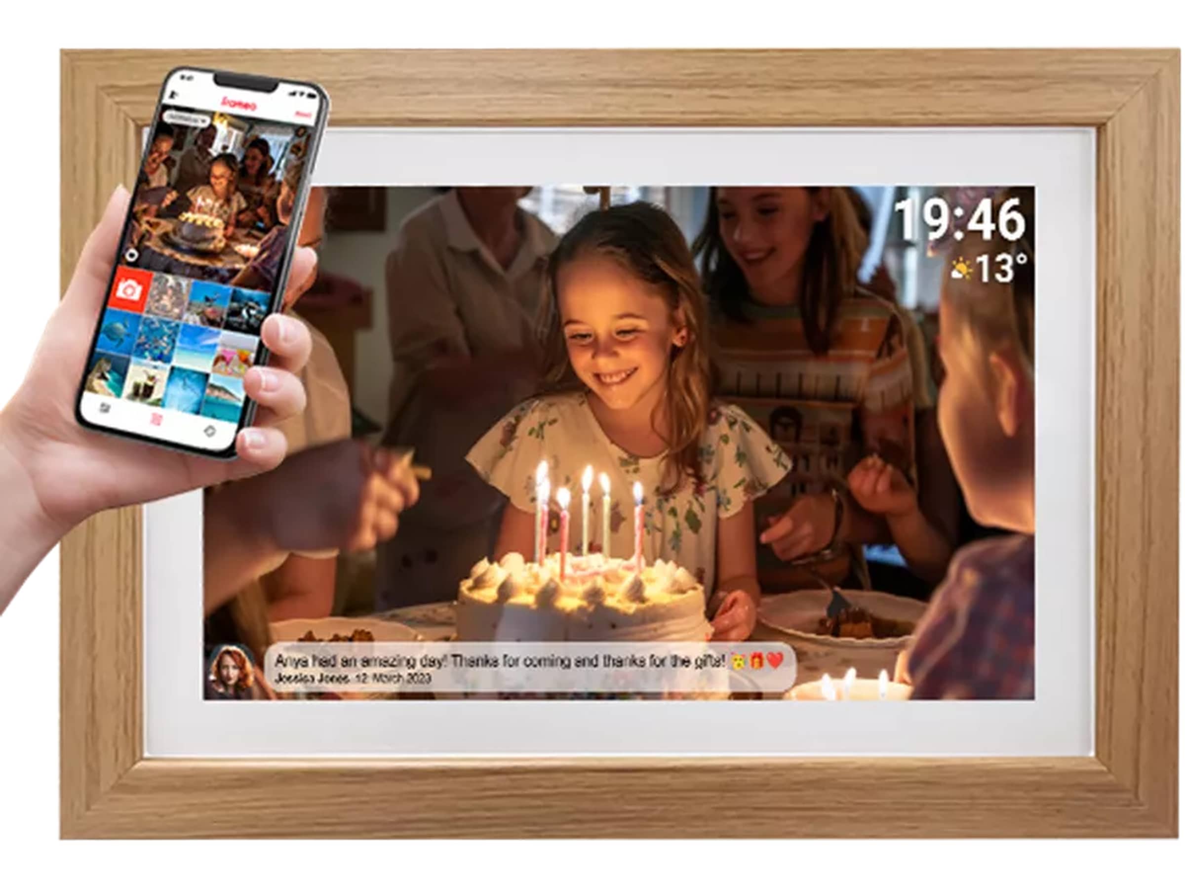 Denver PFF-1543LW 15,6" digital fotoramme (lys eik) TV-ramme & tilbehør