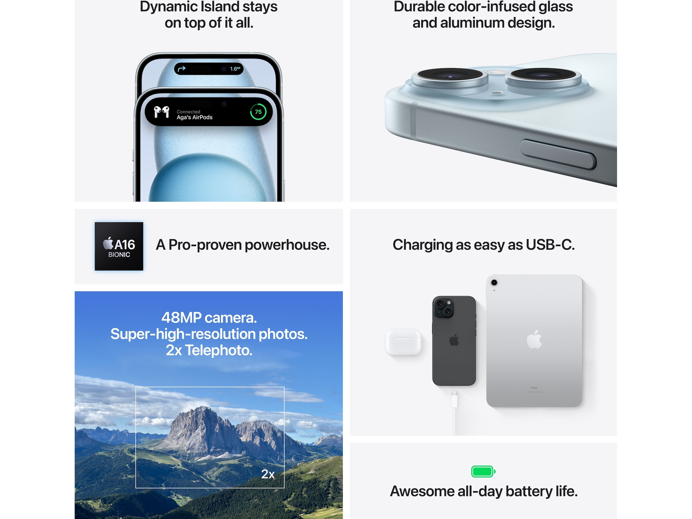 iPhone 15 256GB (sort) Mobiltelefoner