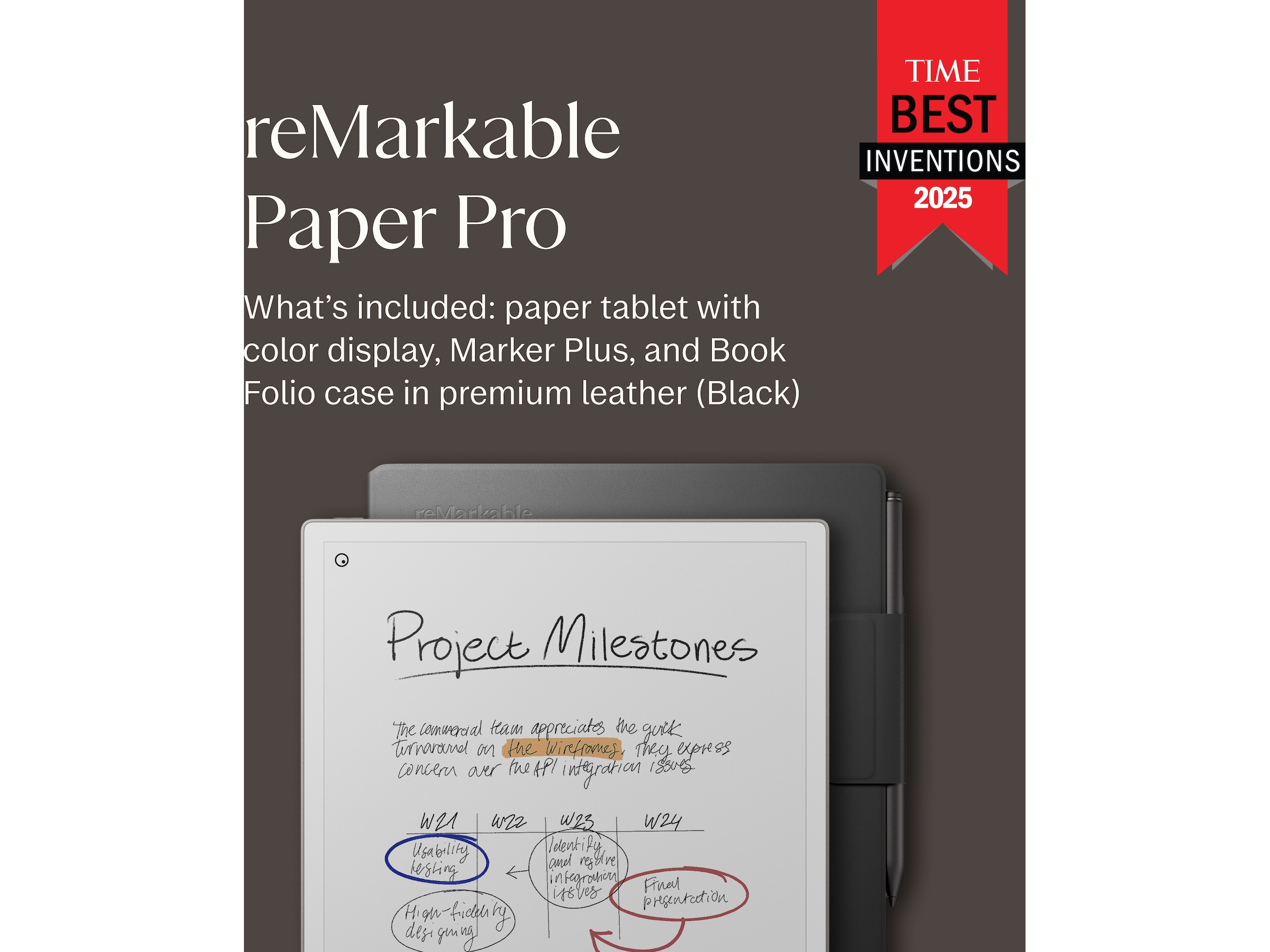 reMarkable Paper Pro 11,8" 64GB inkl. Marker Plus og Book Folio (sort skinn) Digitale notatblokker