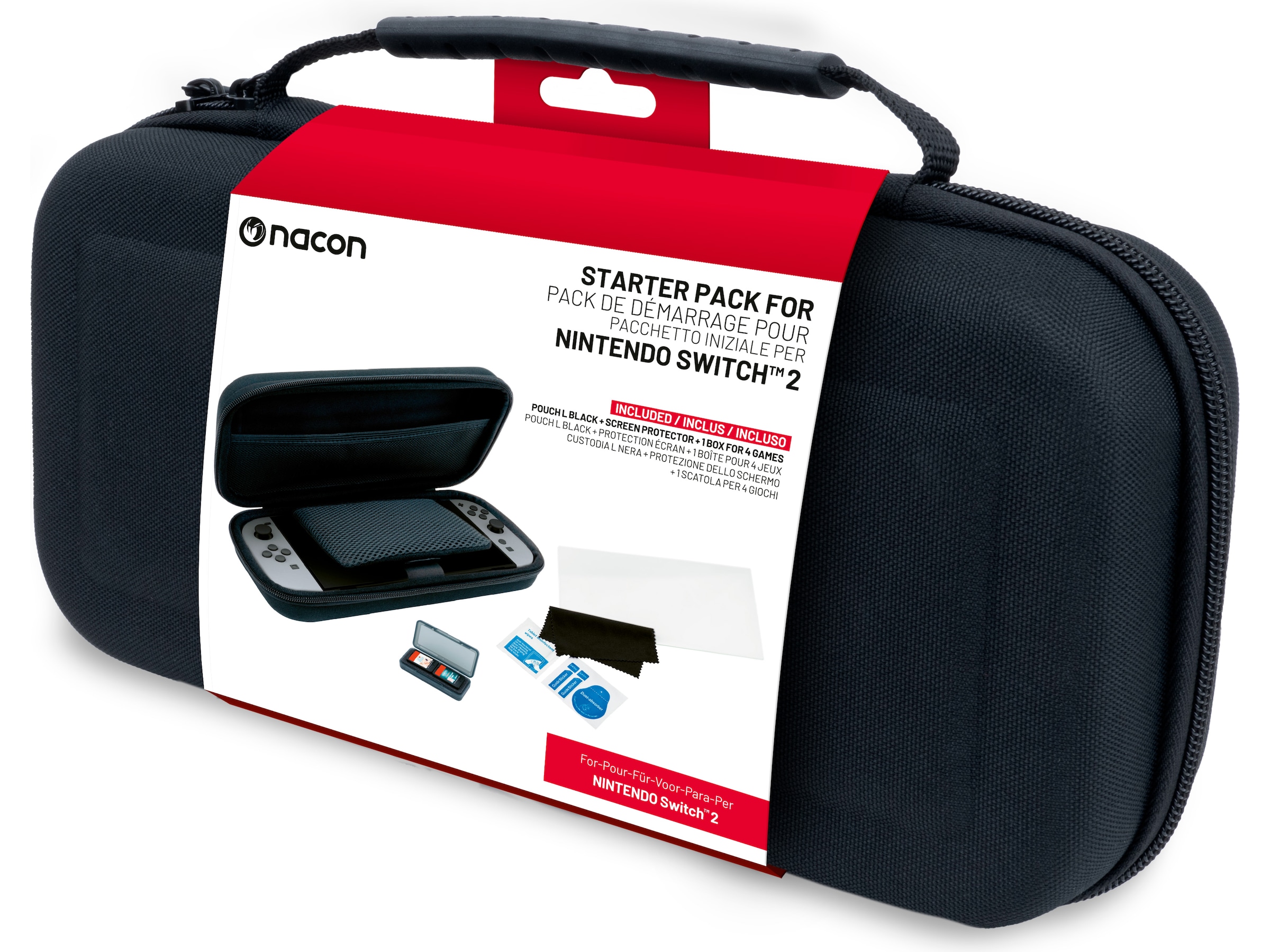 Nacon Rigid Pouch L pakke for Nintendo Switch 2 (sort) Tilbehør til spillkonsoller