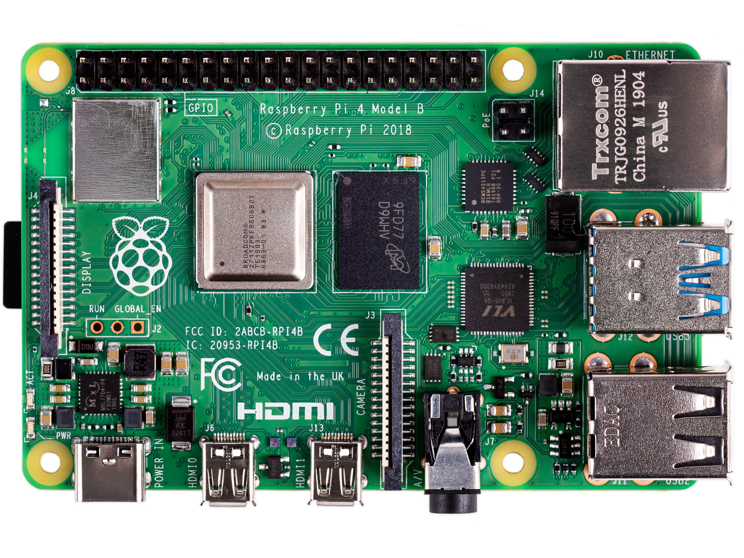 Raspberry Pi 4 Model B, 4GB RAM Integrert CPU
