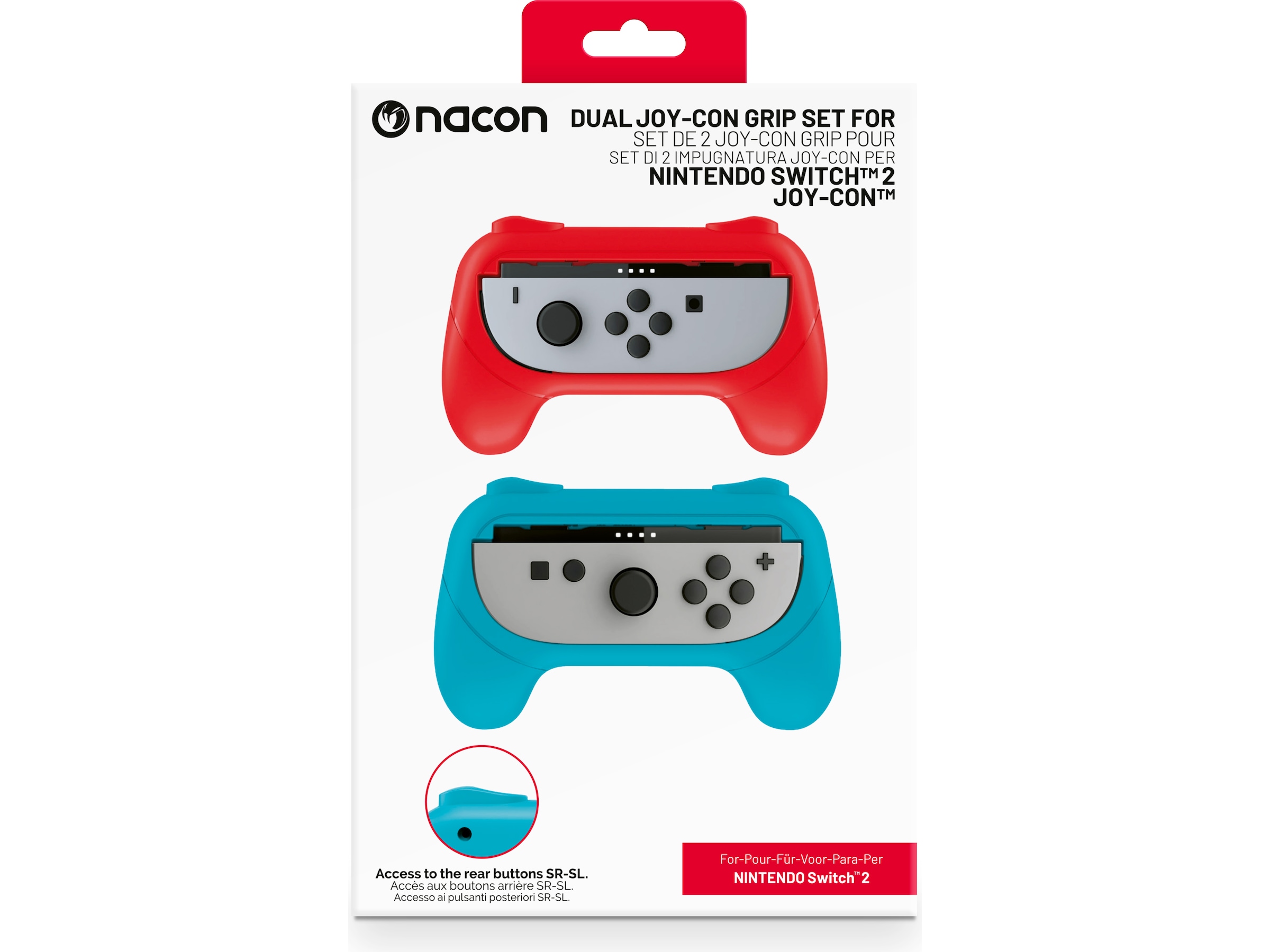 Nacon Joy-Con Grip for Nintendo Switch 2 (blå/rød) Tilbehør til spillkonsoller