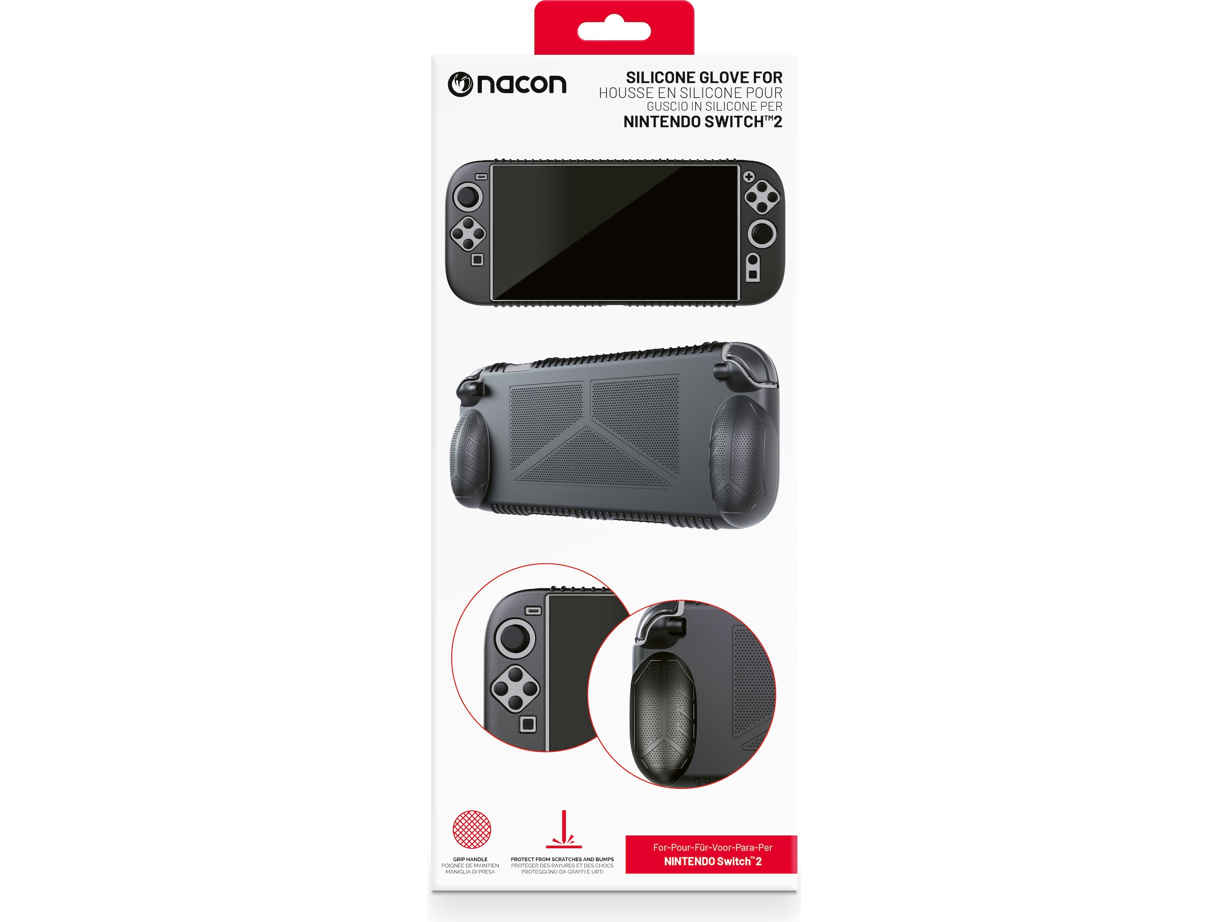 Nacon Silicone Glove for Nintendo Switch 2 (sort) Tilbehør til spillkonsoller