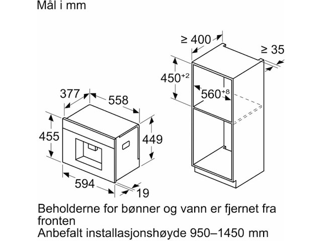Siemens iQ700 CT718L1B0 Integrert espressomaskin (sort) Espressomaskiner