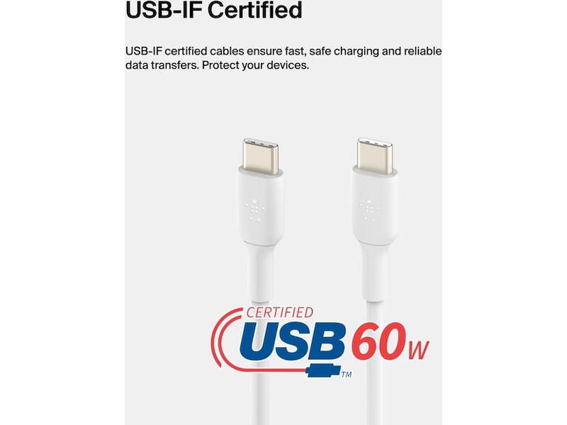 Belkin USB-C kabel 1m (hvit) USB-kabler
