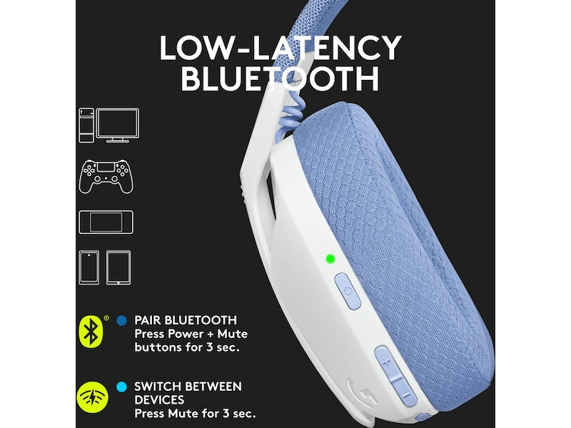 Logitech G435 LIGHTSPEED Trådløst Gaming Headset (hvit/blå) Gamingheadset