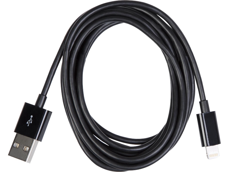 USB A 2.0 male to Lightning male kabel sort 2m USB-kabler