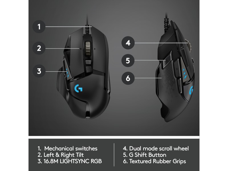 Logitech G502 HERO Gamingmus (sort) Gamingmus