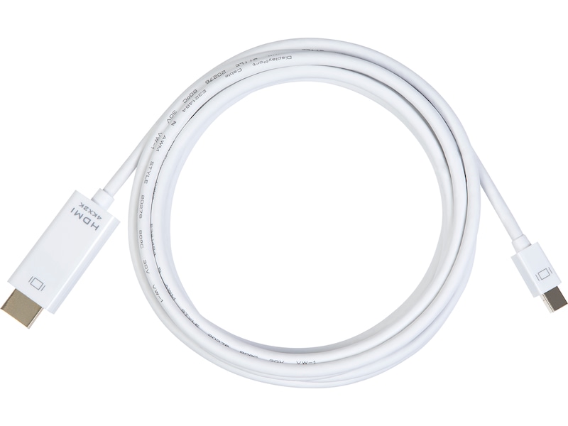 Mini DP til HDMI kabel 3m (hvit) Monitorkabler