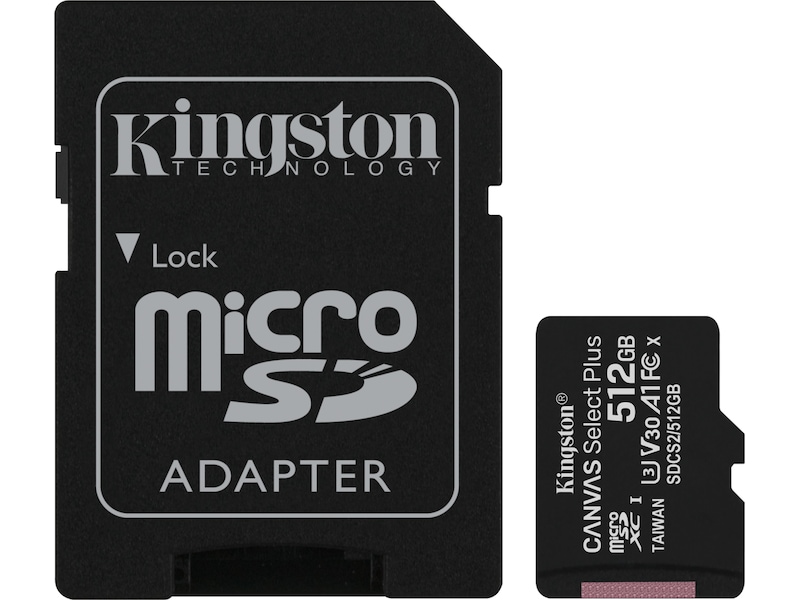 Kingston Canvas Select Plus microSD 512GB Minnekort til foto & video