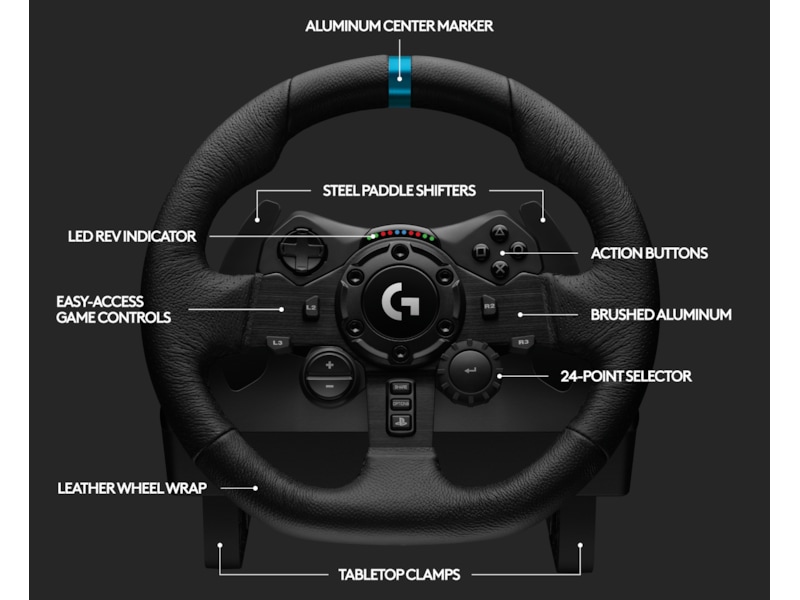 Logitech G923 Driving Force Racing PS4/PS5/PC Ratt og pedaler