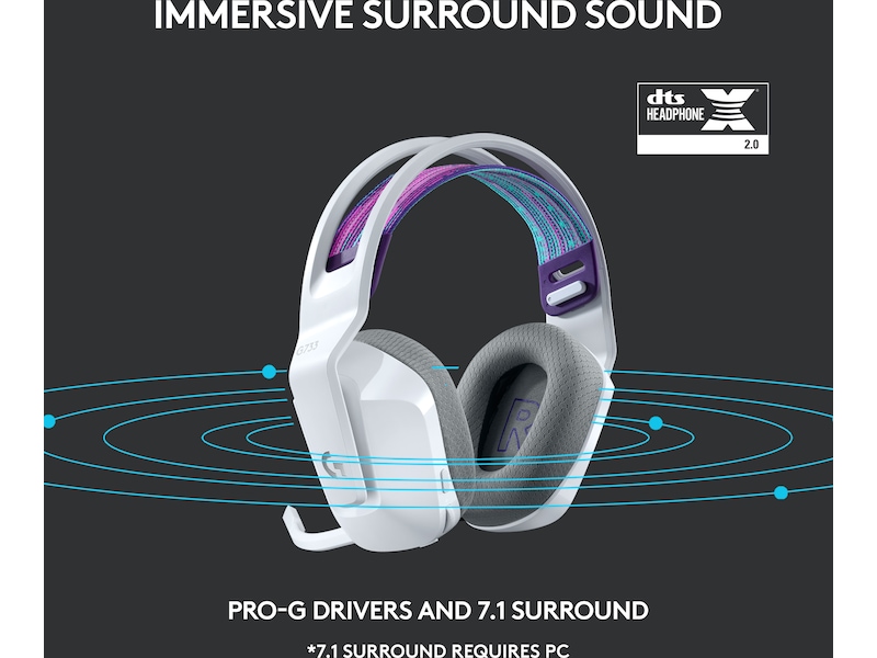 Logitech G733 LIGHTSPEED Trådløst Gaming Headset (hvit). Gamingheadset