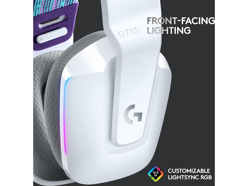 Logitech G733 LIGHTSPEED Trådløst Gaming Headset (hvit). Gamingheadset