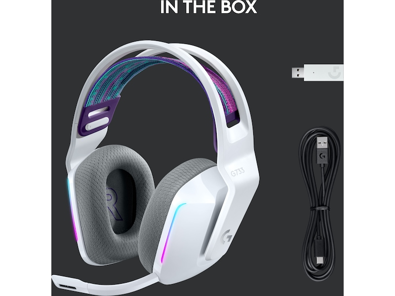 Logitech G733 LIGHTSPEED Trådløst Gaming Headset (hvit). Gamingheadset