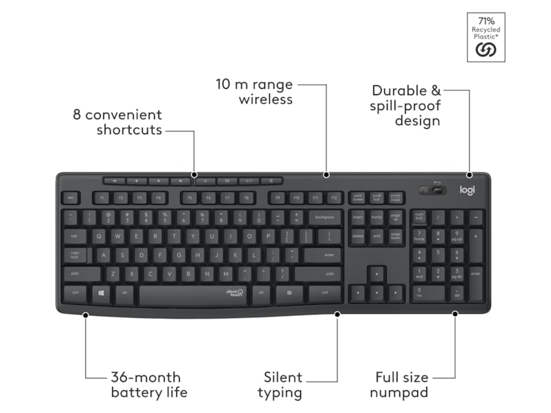 Logitech MK295 Silent Wireless Combo - GRAPHITE Mus & tastatur -kombipakker