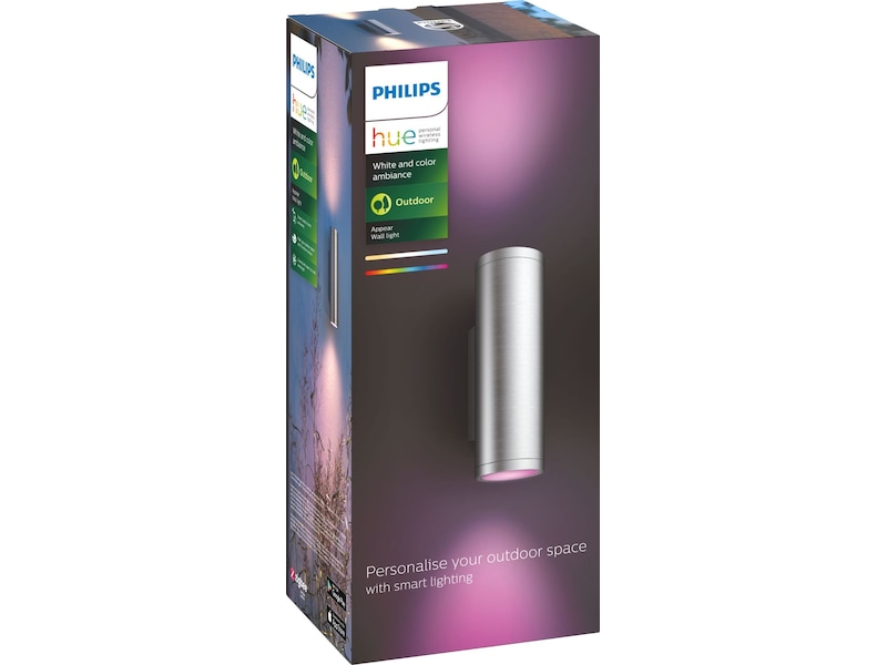 Philips Hue Appear utendørs vegglampe (stål) Vegglampe
