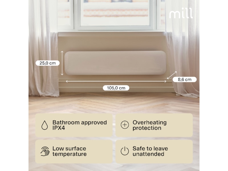 Mill Invisible panelovn 850W (hvit) Panelovner