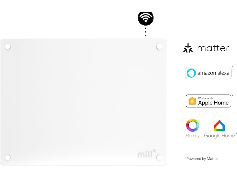 Mill Glass WiFi Gen 3 panelovn 400W  (hvit) Panelovner