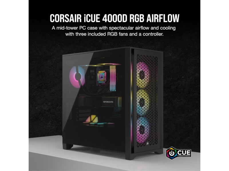 Corsair iCUE 4000D RGB Airflow Mid-Tower (sort) Midi tower