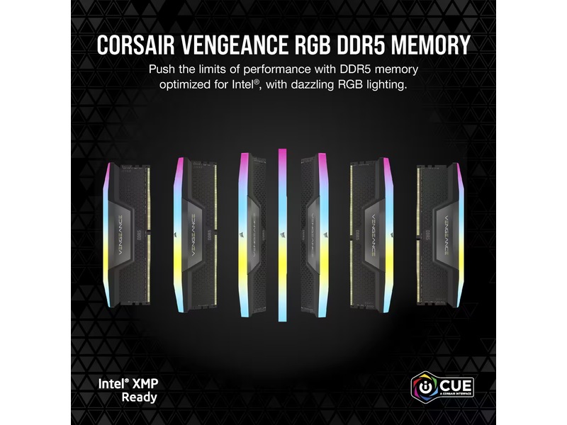 Corsair Vengeance RGB DDR5 5600MHz 96GB (sort) Minnebrikker