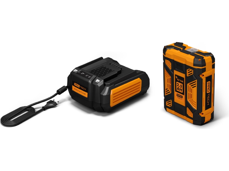 Protech +62 Volt 2.5 Ah batteri + hurtiglader Batterier til håndholdte hagemaskiner