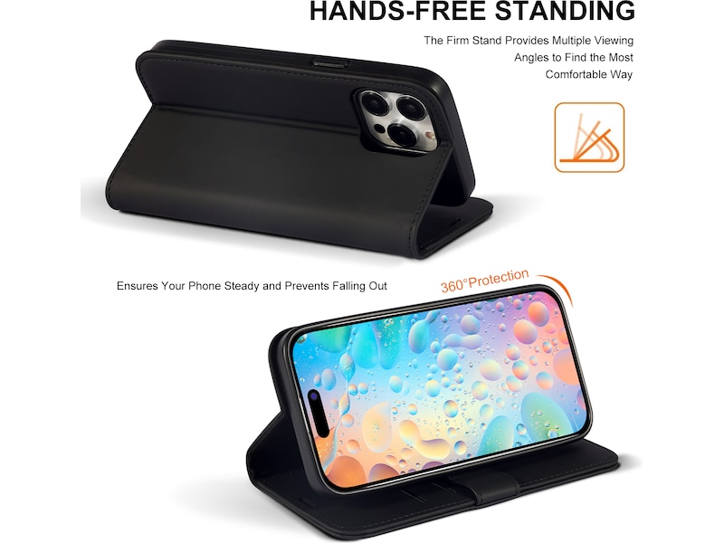 iiglo iPhone 15 Pro Max Lommebokdeksel (sort) Mobildeksel