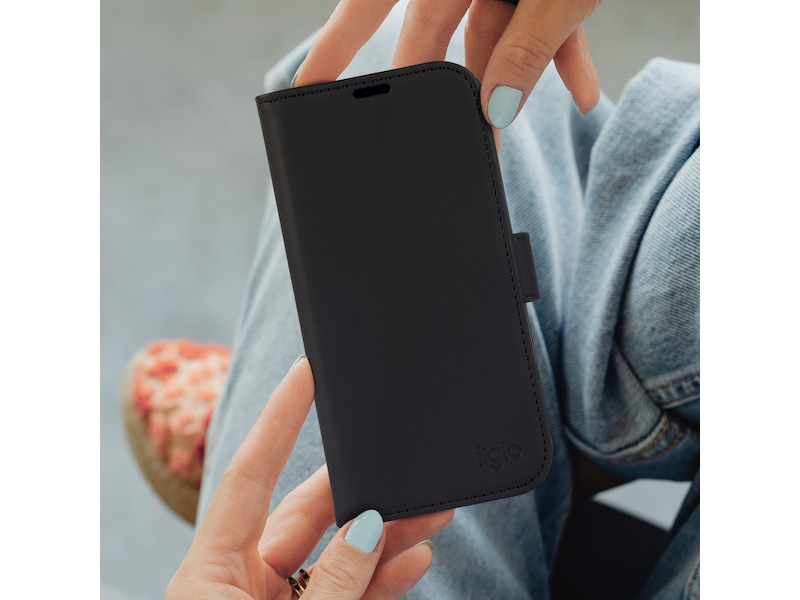 iiglo iPhone 15 / 14 Lommebokdeksel (sort) Mobildeksel