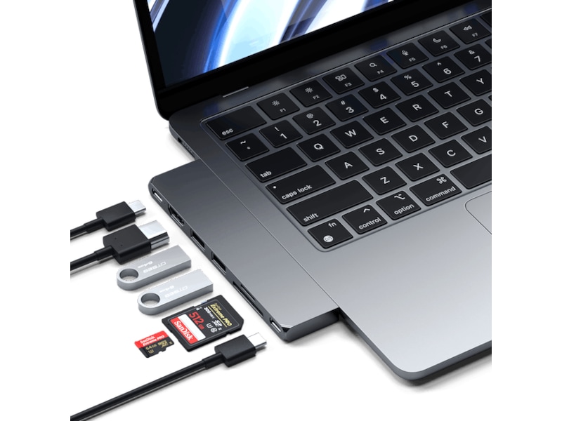 Satechi MacBook Air M2 Slim Pro Docking (space gray) Dockingstasjon & USB-HUB