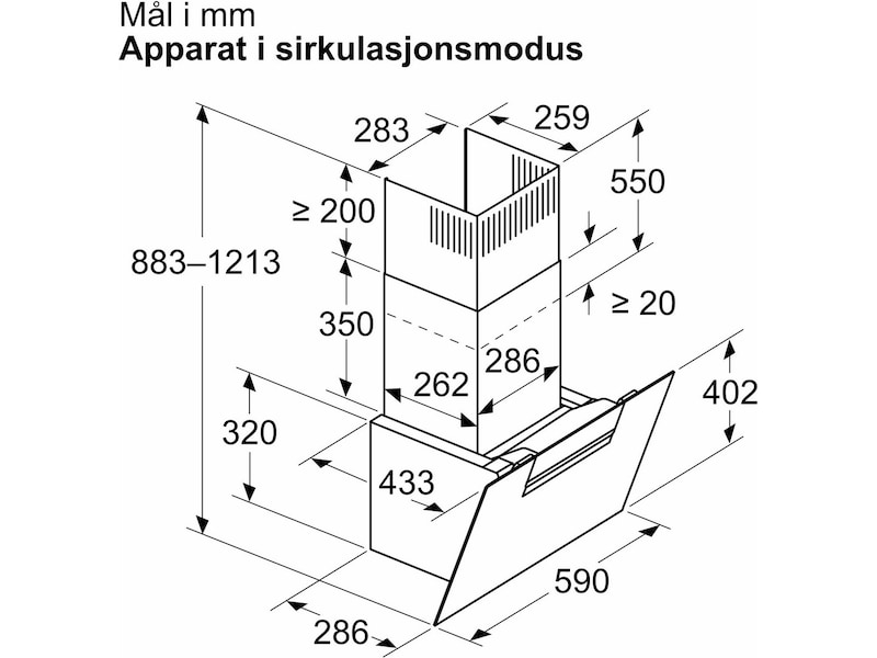 Siemens iQ300 LC67KFN60 Ventilator (sort) Veggmontert Kjøkkenvifte