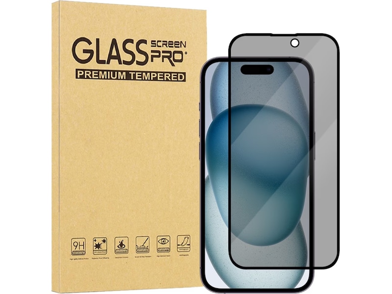 iiglo iPhone 16 Plus / 15 Plus 3D Privacy Skjermbeskytter Skjermbeskytter