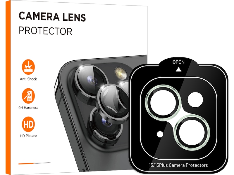 iiglo iPhone 15 / 15 Plus Linsebeskytter grønn ramme (grønn) Skjermbeskytter