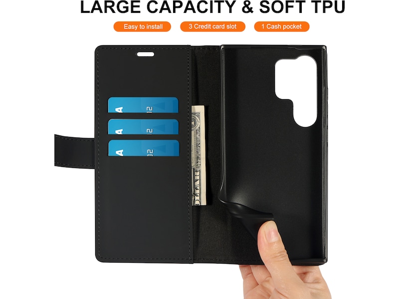 iiglo Galaxy S24 Ultra Lommebokdeksel (sort) Mobildeksel