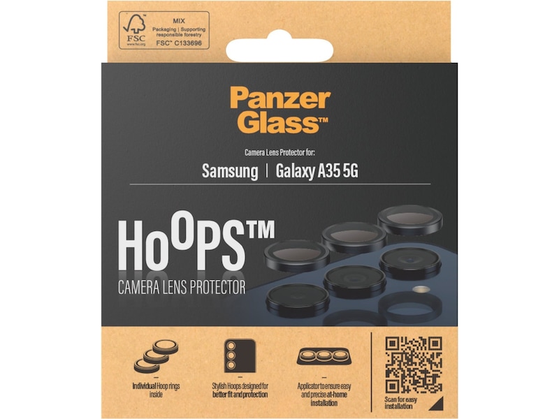 PanzerGlass Galaxy A34 Hoops Linsebeskytter (sort) Skjermbeskytter