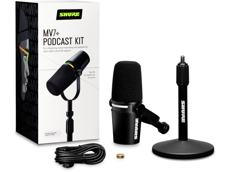 Shure MV7+ Podcast Kit mikrofon + stativ (sort) Mikrofon