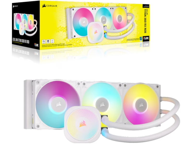 Corair iCUE LINK Titan 360 RX RGB AIO Kjøler (hvit) CPU - Vannkjøling