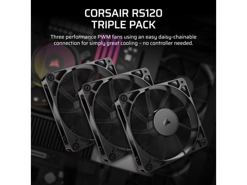 Corsair RS120 Vifte 3pk (sort) Vifter