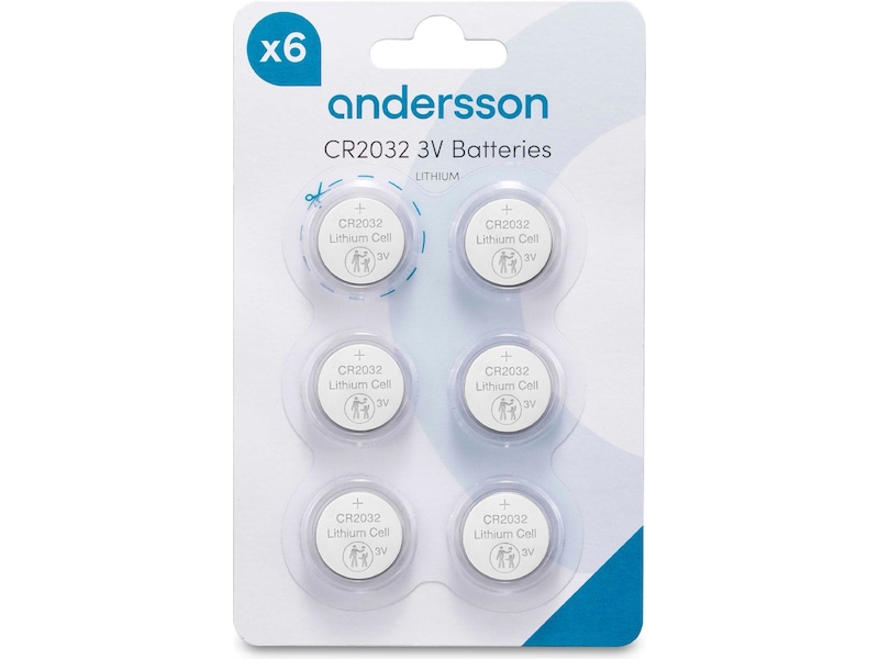 Andersson CR2032 Litiumbatteri, 6-pk Batterier til generell bruk