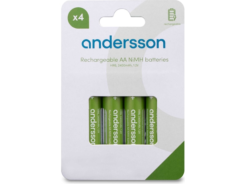 Andersson oppladbare AA batteri, 4-pk Batterier til generell bruk