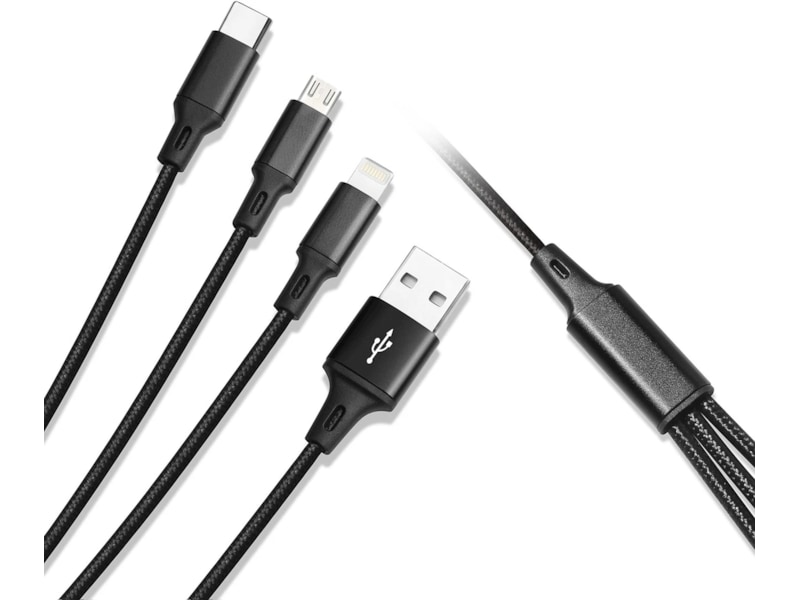 Andersson Micro-USB/USB-C/Lightning til USB-A kabel 1m (sort) USB-kabler