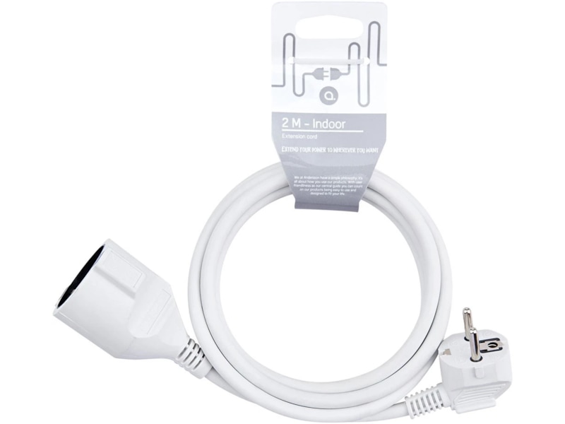 Andersson Skjøteledning 2m (hvit) Skjøtekabel & forgrener