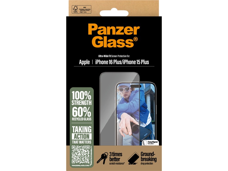 PanzerGlass iPhone 16 Plus | 15 Plus skjermbeskytter Skjermbeskytter
