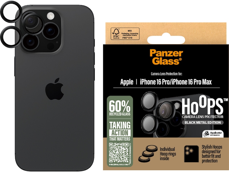 PanzerGlass iPhone 16 Pro / Pro Max Hoops Linsebeskytter Skjermbeskytter