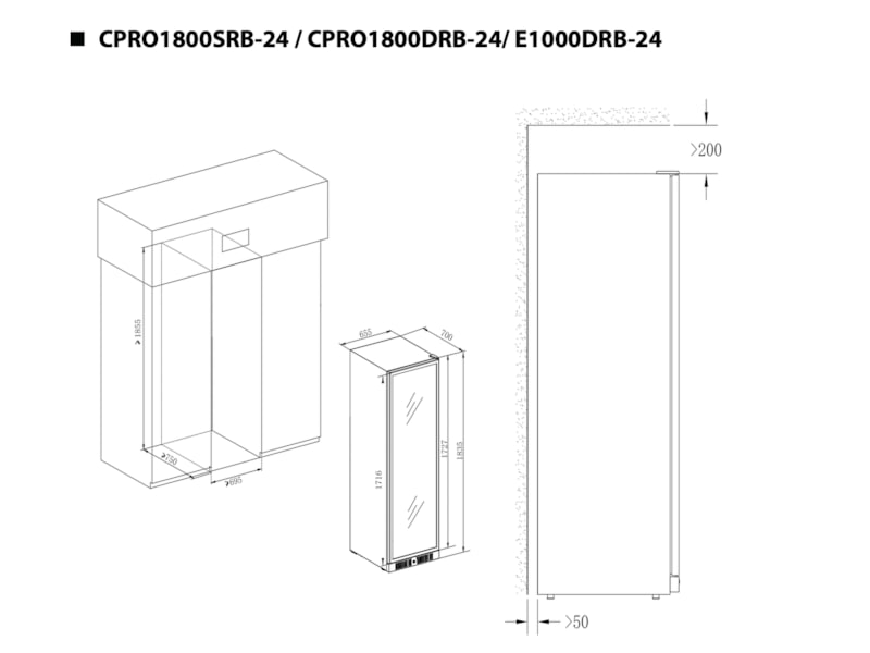Temptech Elegance E1000DRB-24 vinskap (153 flasker) Frittstående vinskap