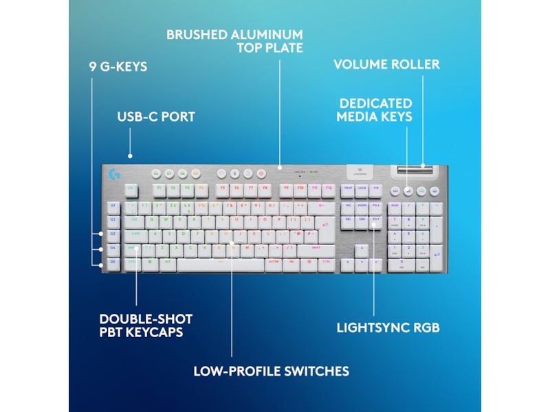 Logitech G915 X Lightspeed Trådløst Gamingtastatur (hvit) Gamingtastatur