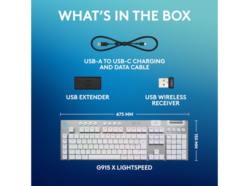 Logitech G915 X Lightspeed Trådløst Gamingtastatur (hvit) Gamingtastatur