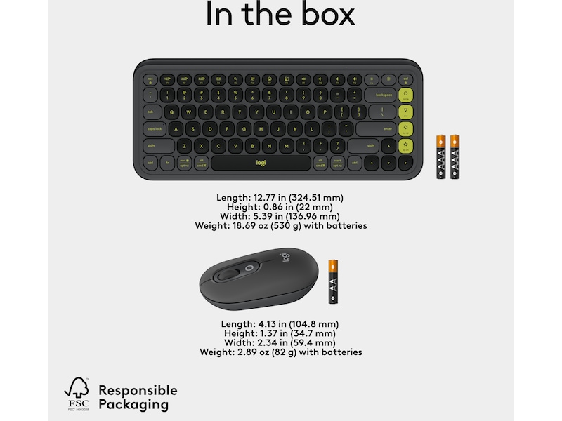 Logitech POP Icon Combo trådløs mus og tastatur (graphite) Mus & tastatur -kombipakker