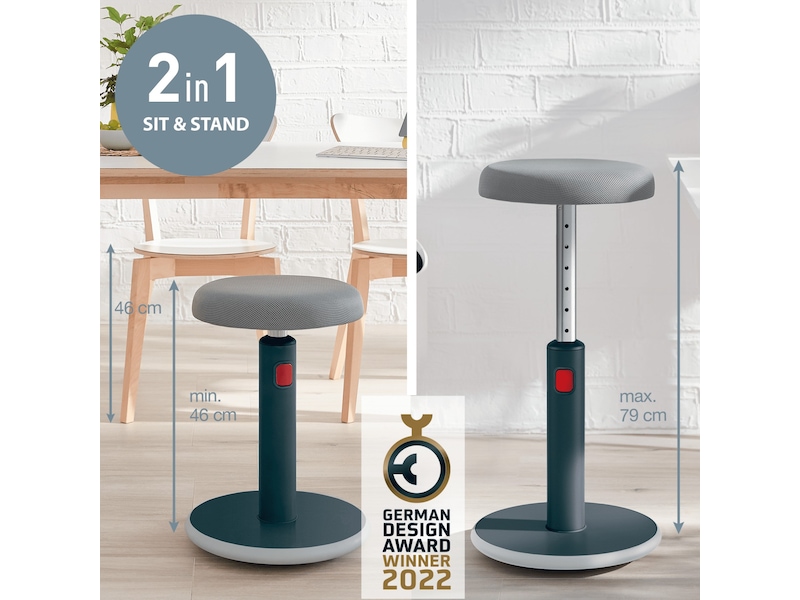 Leitz Ergo Cosy Active Sit Stand Balansestol (grå) Kontorstoler