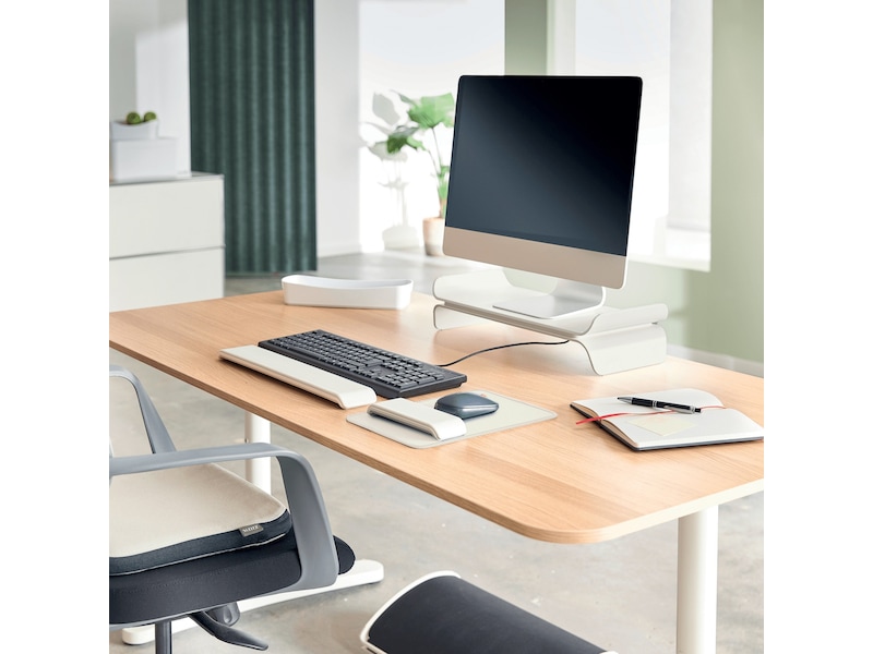 Leitz Ergo Musematte med Håndleddstøtte (lys grå) Håndleddstøtte