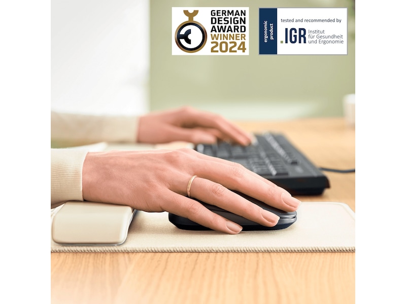 Leitz Ergo Musematte med Håndleddstøtte (lys grå) Håndleddstøtte