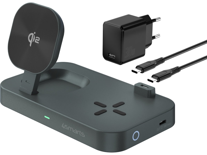 4smarts Qi2 Charging Station Trident (sort) Mobilladere